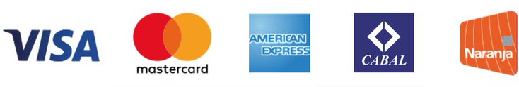 Visa, Mastercard, American Express, Cabal, Naranja