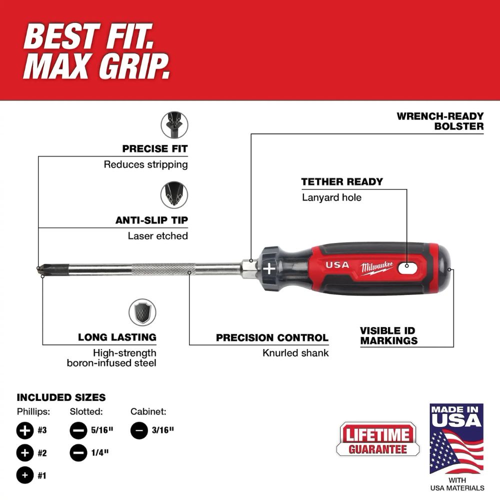 Juego De Destornilladores Premium 6 Piezas Mt200-6 (Made in USA) - Milwaukee - Imagen 3