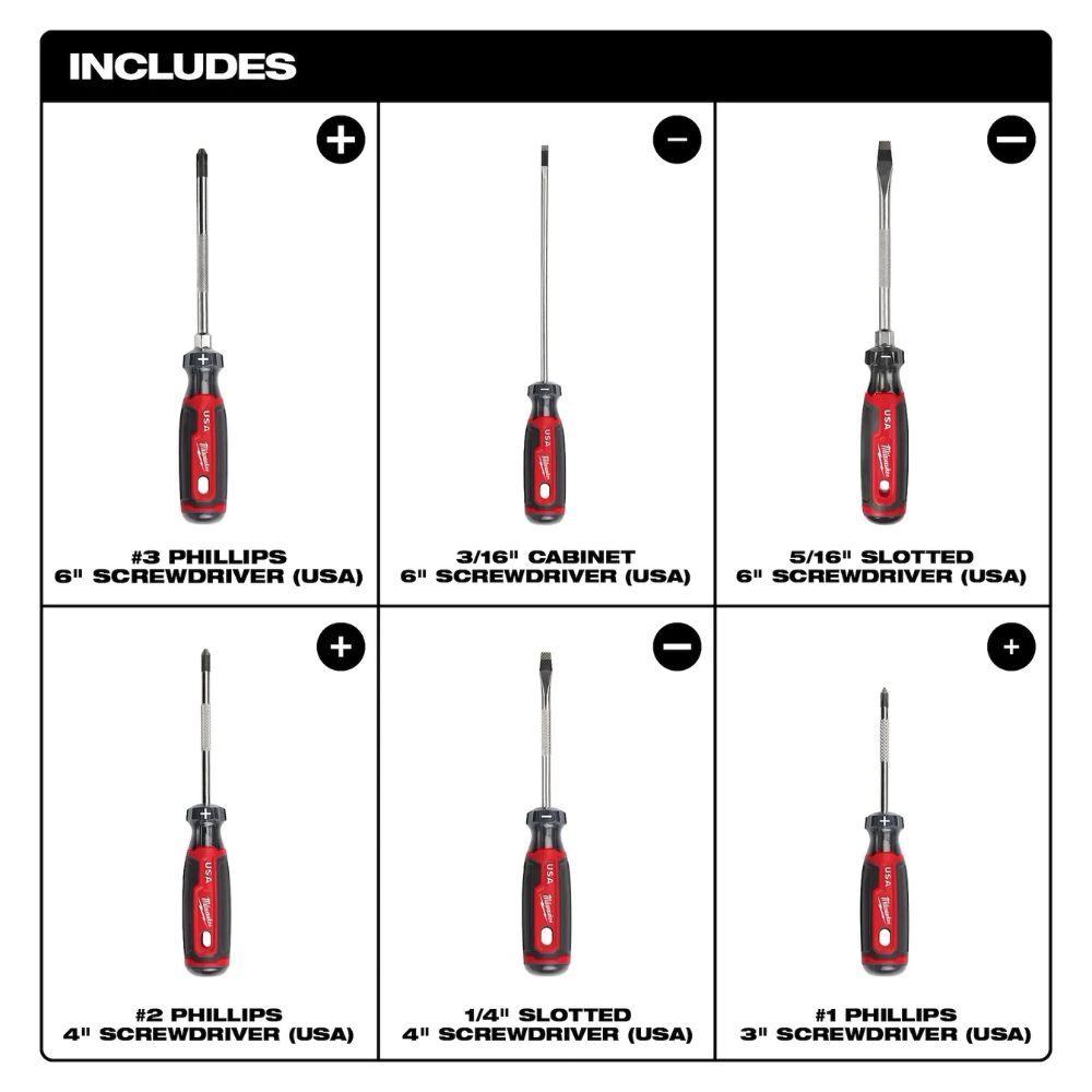 Juego De Destornilladores Premium 6 Piezas Mt200-6 (Made in USA) - Milwaukee - Imagen 4