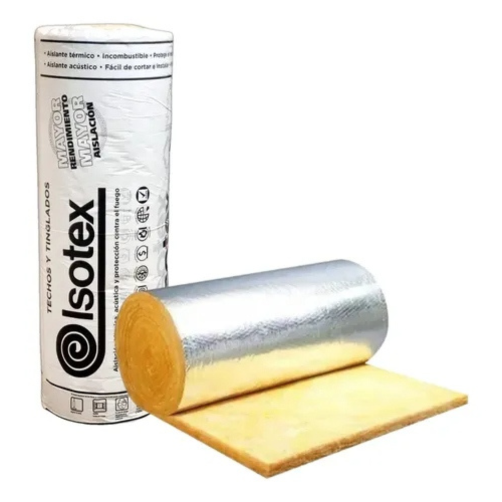 Rollo Lana De Vidrio Isotex Plata 50mm 1.2 Mts x 16 Mts x 3 (19.2 m2) - Isover